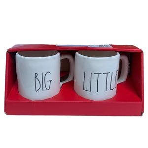 Rae Dunn BIG LITTLE Mug Box Set of 2 White Black Large Letters New 2017 OG